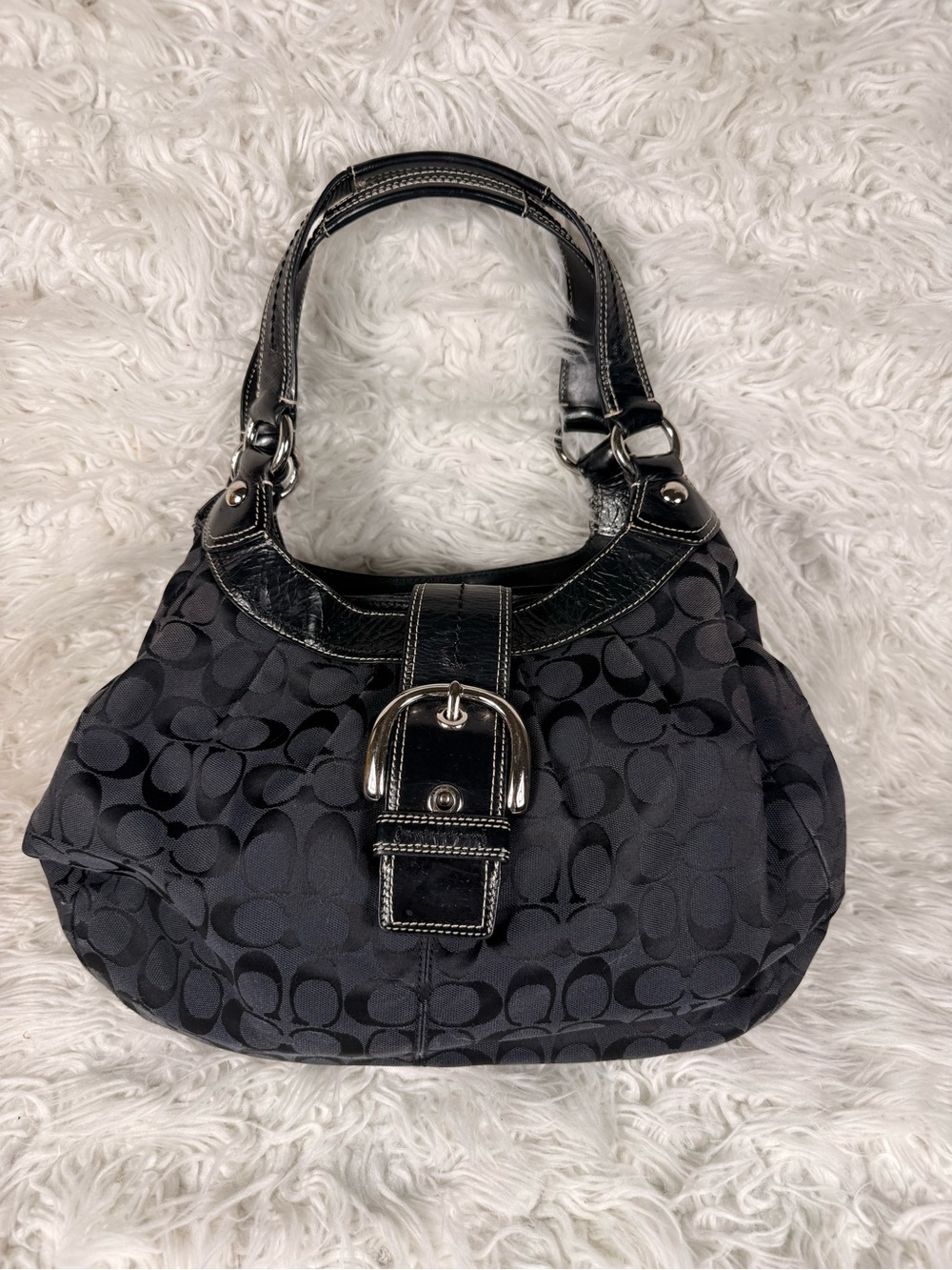 Coach Black Signature Buckle Shoulder Bag